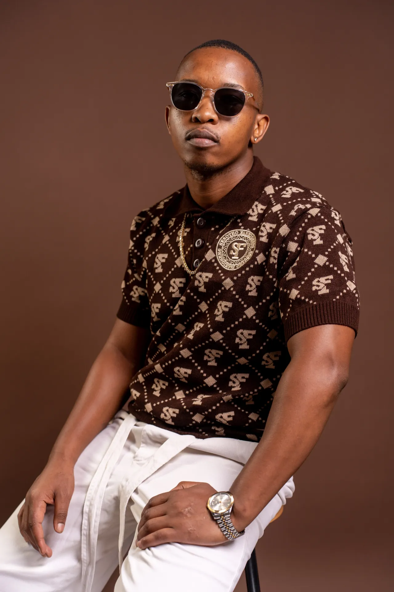 SF Knitwear Polo Shirt — Choc Biscuit (XS)