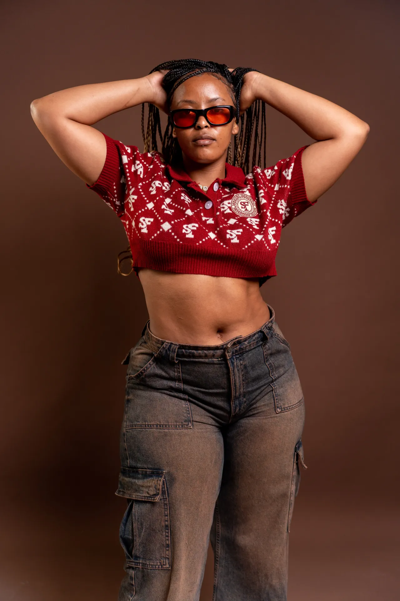 SF Knitwear Crop Top — Burgundy